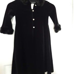 Biscotti Long Velvet Black Coat 2T